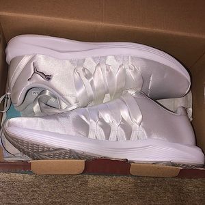 White Satin Puma Womens Sneakers
